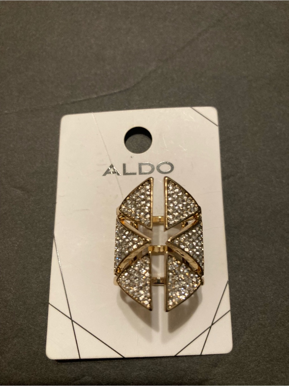ALDO Gold Pavé Geometric Statement Ring